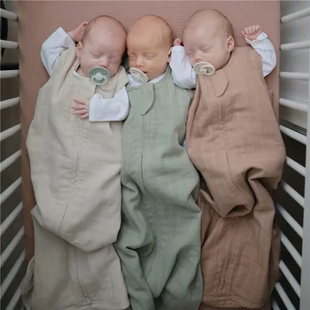 0-6 Μηνών Μωρό Μωρών Υπνόσακων Νεογέννητα Σπαργανώνω Τυλίξτε Φάκελο 100% Βαμβάκι Μωρό Κουβέρτα Για Swaddling Στερεό Χρώμα Τυλίξτε Sleepsack