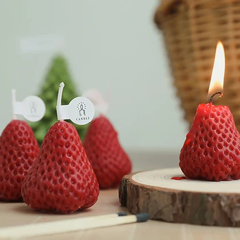 1/4Pcs Φράουλα Κεριά Μίνι Διακοσμητικό Αρωματικό Κερί με Άρωμα Κεριών για το Σπίτι Υπνοδωμάτιο Κόμμα του Γάμου Δώρα Χριστουγέννων