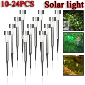 10-24PCS Ανοξείδωτου Ηλιακό Φως Κήπων Υπαίθριος Ηλιακός Τροφοδοτημένος Λαμπτήρας Lanter Στεγανοποιήστε το Φωτισμό Τοπίων Ναυπηγείων Διακοσμήσεων Χορτοταπήτων