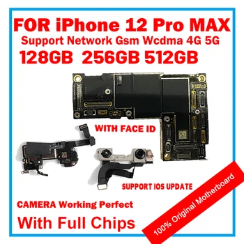 100%Αρχική Μητρική πλακέτα Για το iPhone 12 Pro Max Με/ΧΩΡΊΣ Πρόσωπο ID 128/256/512GB Ξεκλείδωτη Λογική Πίνακας Με τα Πλήρη Τσιπ Υποστήριξης Δοκιμαστεί