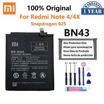 100% που το Αρχικό Xiao mi Redmi Note 4 4X 4 X 4100mAh BN43 Για Xiaomi Global Snapdragon 625 Μπαταρία Batterie Bateria Έξυπνο Τηλέφωνο