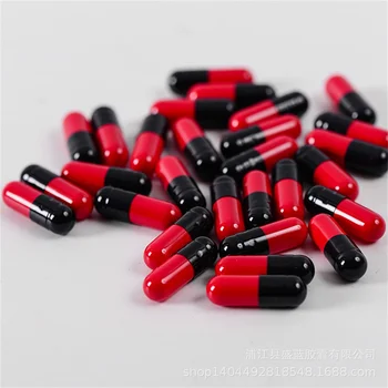 1000PCS Κόκκινο Μαύρο Μέγεθος 00#/0# Kosher Gel Ιατρική Χάπι Βιταμίνες Άδειο Χάπι Άδειο Καψάκιο Σκληρό Καψάκιο Ζελατίνης