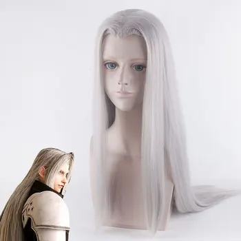 100cm Ασημένιο Μακρύ Sephiroth Περούκες Αντίσταση Θερμότητας Ίνας ατόμων Παιχνίδι Συνθετικά Μαλλιά Περούκες Cosplay Costume