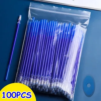 100Pcs/Set 0.5 mm Gel Στυλό Εξαλείψιμο Ξαναγέμισμα Μανδρών Σύνολο Ράβδων Μπλε Μαύρο Μελάνι Shool Washable Λαβή Γραφής Αναλώσιμα Χαρτικά
