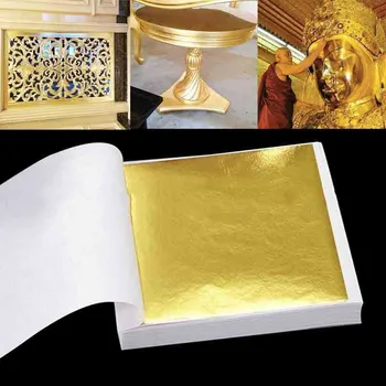 100pcs Απομίμηση Χρυσό Ασημένιο Φύλλο αλουμινίου Χαρτιού Φύλλο Φύλλο Επιχρύσωση DIY Εγγράφου Τεχνών Τέχνης Πάρτι Γενεθλίων, Γαμήλια Τούρτα Επιδόρπιο Διακοσμήσεις