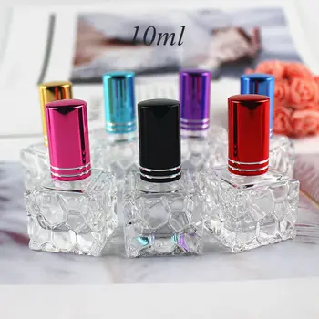 10PCS 10ml Μίνι Σαφές Τετραγωνικό Μπουκάλι Αρώματος Γυαλιού Αρώματος Parfum Μπουκάλια για το Καλλυντικό Συσκευάζοντας Μπουκάλι Επαναγεμιζόμενα Φιαλίδια Γυαλιού