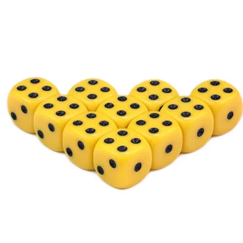 10Pcs/set Κίτρινο Ζάρια Σύνολο Εξαρτήματα Ζάρια Χρώμα Ζάρια Κίτρινο Μαύρο Dot Επιτραπέζιο Παιχνίδι Προμήθειες 1.6 CM