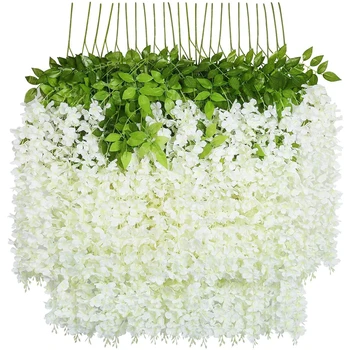 12pcs Τεχνητά Λουλούδια Wisteria Ατ Επιπλέον Πολύ Παχύ Αμπέλου Κρέμεται Γκάρλαντ Μετάξι Wisteria Γιρλάντα Για το συμβαλλόμενο Μέρος, Γάμος Διακόσμηση