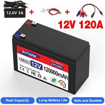 12V Μπαταρία 120Ah 18650 πακέτο μπαταριών λίθιου Επαναφορτιζόμενη μπαταρία για την ηλιακή ενέργεια το ηλεκτρικό όχημα μπαταρίας+12.6v3A φορτιστής