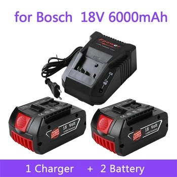 18V Μπαταρία 6.0 Ah για το Ηλεκτρικό Τρυπάνι Bosch 18V Επαναφορτιζόμενη Λι-ιονική Μπαταρία BAT609, BAT609G, BAT618, BAT618G, BAT614 + 1Charger