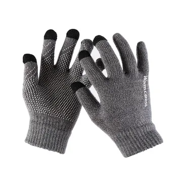 1Pair Άνδρες Πυκνώσει Πλεκτά Γάντια Για την Οθόνη του Τηλεφώνου Αρσενικό Φθινόπωρο Χειμώνας Θερμό Μαλλί, Κασμίρι Στερεό άτομα Γαντιών Γαντιών Επιχειρήσεων Γάντια