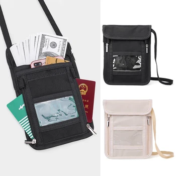 1pc πολλών Χρήσεων Κάρτα Χρήματα Αντικλεπτική Τσάντα Rfid Κλείδωμα Ταξιδιού Σακούλα Λαιμών Ταυτότητας Πορτοφόλι Άνδρες Γυναίκες Διαβατήριο Κάλυψη Κρεμώντας Τσάντα