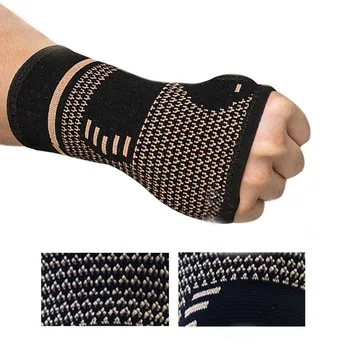 1Pc Χαλκού Επαγγελματική Wristband Αθλητικής Ασφάλειας Συμπίεσης Γάντια Καρπών Φρουρά Αρθρίτιδα Στήριγμα Μανίκι Ελαστική Υποστήριξη Παλάμη χέρι