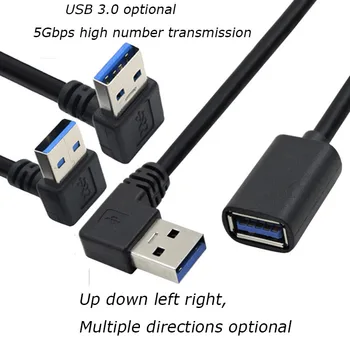 1PCS 30CM 90 Βαθμού USB 3.0/2.0 Αρσενικό στο Θηλυκό Καλώδιο Προσαρμοστών Γωνία Επέκταση Extender 5Gbps Γρήγορη Μετάδοση Αριστερά/Δεξιά/Πάνω/Κάτω