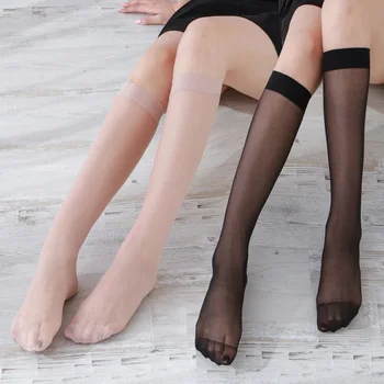 2/4 Ζεύγη Λεπτό Διαφανές Νάυλον Γυναικών Κάλτσες μέχρι το Γόνατο το Καλοκαίρι Μόδας Στερεό Χρώμα Άνετα Σέξυ Διάφανο Τόνο του Δέρματος Κάλτσες