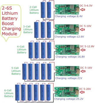 2-6Cell μπαταρία Li-po μπαταρία Λι-ιόν 18650 Φορτιστής Πακέτων Τύπος Ενότητας-c DC 5V 8.4 V 12.6 V 16.8 V 21V 25.2 V για 7.4 V, 11.1 V 14.8 V 18.5 V 22.2 V