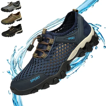 2022 Aqua Παπούτσια Άνδρες αντιολισθητική την Αλιεία Γρήγορη ξήρανση Αναπνέει Παπούτσια Νερού Καταδύσεις Περπάτημα Πλέγμα Αθλητικών Λαστιχένια Παπούτσια Δωρεάν αποστολή