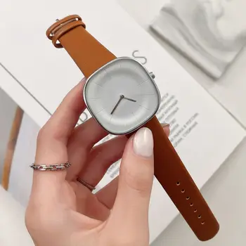 2022 Απλό Τετράγωνο Γυναίκες Ρολόγια Δέρματος Κυρίες Wristwatch Μόδας Big Dial relogio ' feminino Γυναικείο Quartz Ρολόι Κομψό Δώρο