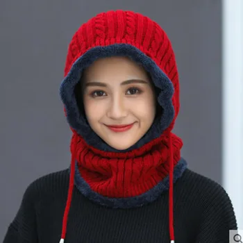2022 Μαντίλα Καπ Γυναικών Πυκνά Καπέλο Γυναικών Πλεκτά Κγπ Μάσκα Σετ με Κουκούλα για το Χειμώνα Θερμό Ρωσία Υπαίθρια Σκι Αντιανεμικό Καπέλο Σκούφοι