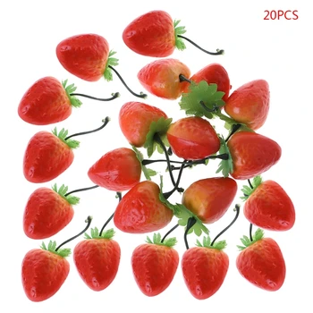 20pcs Ρεαλιστική Προσομοίωση Τεχνητά Φράουλα Ψεύτικα Φρούτα στο Σπίτι Party Decor
