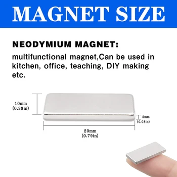 20X10X2MM 5/10/50/100pcs Ορθογώνια Neodymium N35 Μόνιμος Μαγνήτης Νεοδύμιο Βορίου Σιδήρου με την Έξοχη Ισχυρή Μαγνητική Δισκέτα