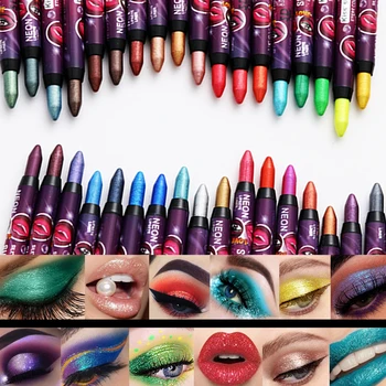 24 Χρώματα Σκιά Ματιών Stick Lip Pencil Μαργαριτάρι Λαμπερό Μεταξοσκωλήκων Διαρκείας Αδιάβροχη Shimmer Σκιά Ματιών Μάνδρα Makeup Καλλυντικών