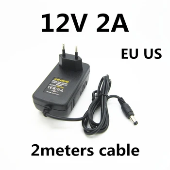 2M 2 μέτρα καλώδιο 6.5 ft 12v 2a 2000ma παροχή Ηλεκτρικού Ρεύματος Φορτιστών Δύναμης εναλλασσόμενου ρεύματος 12 V Βολτ Για τη Λουρίδα των ΟΔΗΓΉΣΕΩΝ CCTV Κάμερα, ΒΟΎΛΩΜΑ της ΕΕ ΗΠΑ