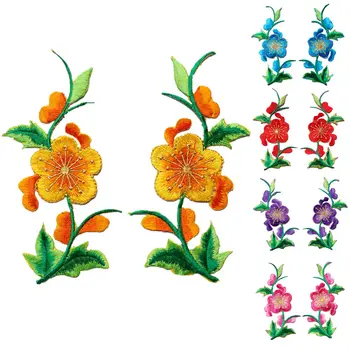 2PCS Λουλούδια, Φύλλα Τριαντάφυλλα Ράβω Σίδηρος Στα Κεντημένα Μπαλώματα Διακριτικών Κόκκινο Μπλε Κίτρινο Για τα Ρούχα DIY Appliques Τέχνη Διακόσμηση