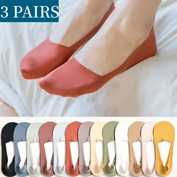 3 Ζεύγη/Πολύ Σύντομο Κάλτσες Γυναίκες Σιλικόνης αντιολισθητικές Κάλτσες Βαμβακιού 2022 Καλοκαίρι Αναπνεύσιμη Κάλτσα Στερεό Λεπτό Αόρατο Πάγου Μετάξι Κάλτσες