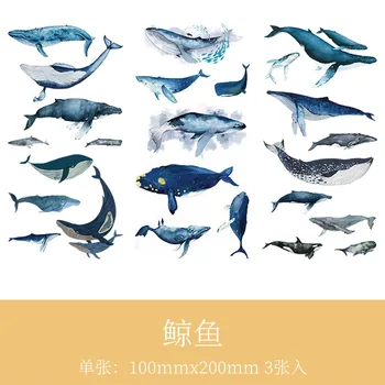 3 Φύλλα /Πακέτο Όμορφη Φάλαινες Washi αυτοκόλλητες Ετικέττες Εγγράφου DIY το Τηλέφωνο το Χέρι του Λογαριασμού Διακόσμηση