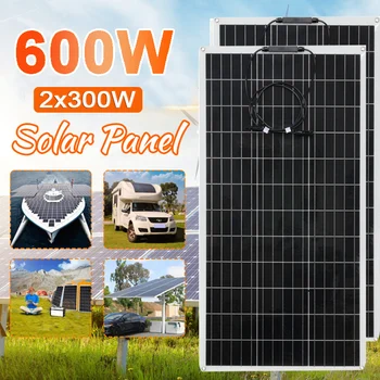 300w 600w Εύκαμπτα Ηλιακά Πάνελ για 12V Μπαταρία Φορτιστής Ηλιακών Κυττάρων Κιτ Ηλεκτρικού Συστήματος για το Αυτοκίνητο, RV Σκάφη Θαλάσσιας Αυτοκινούμενο Υπαίθρια