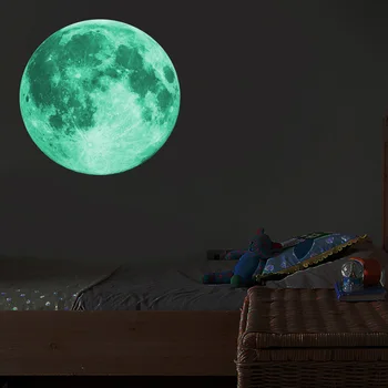 30cm Φωτεινή Σελήνη 3D Αυτοκόλλητη ετικέττα Τοίχων Για το Δωμάτιο Παιδιών που Ζουν Διακόσμηση των Δωματίων Υπνοδωμάτιο Διακόσμηση Σπιτιού Αυτοκόλλητα Λάμψη Στο Σκοτάδι Ταπετσαρία