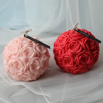 3D Rose Ball Φόρμες Σιλικόνης Άρωμα Κερί, Σαπούνι Καλούπια Ρητίνης Τεχνών Πηλό, Γύψο Φόρμα Γάμου Διακόσμηση Εργαλεία DIY Δώρα Διακόσμηση του Σπιτιού