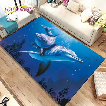 3D Βυθό Underwater World Dolphin Χελώνα Περιοχή Χαλί,Χαλί, Χαλί για το Σαλόνι, Κρεβατοκάμαρα, Καναπές Χαλάκι,τα παιδιά Παίζουν Non-ολίσθηση Χαλί Πατωμάτων