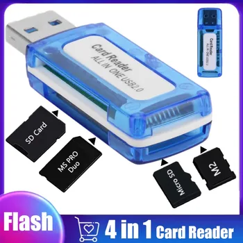 4 σε 1 Μίνι USB2.0 4 Υποδοχές Κάρτας συσκευή Ανάγνωσης Έξυπνων Καρτών Λάμψης USB, συσκευή Ανάγνωσης Καρτών Μνήμης Μικροϋπολογιστών SD TF, M2 Υπολογιστή PC Lap-top Εξαρτημάτων