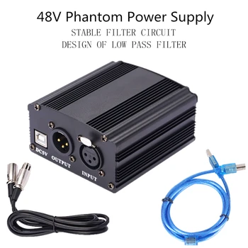 48V Phantom Power Adapter XLR Καλώδιο Για Πυκνωτικό Μικρόφωνο Studio Ηχογράφησης Phantom Power Για BM 800 Πυκνωτικό Μικρόφωνο