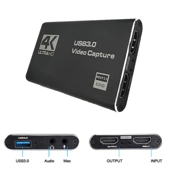 4K HDMI-συμβατό με USB 3 Video Capture Κάρτα Βίντεο Εγγραφής Για το Μίγμα Wirecast Potplayer Κωδικοποιητή QuickTime Player Live Streaming