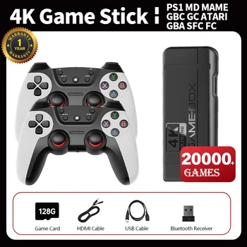 4K Παιχνίδι Stick Παιχνίδι Βίντεο Κονσόλα ΜΕ 2.4 G Ασύρματος Ελεγκτής PS1 Χτισμένο σε 20000 Jogos HDMI 128GB Ρετρό Παιχνίδια