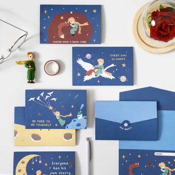 4pcs Χαριτωμένο Μικρό Πρίγκιπα του Πλανήτη Διπλωμένο καρτ Ποστάλ Επιστολή Κινούμενων σχεδίων Γενεθλίων Ευχές Μήνυμα Ευχετήριες Κάρτες Δώρων Νέα Έτη Κάρτες