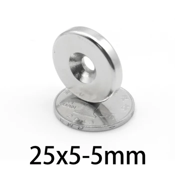 5-50pcs N35 25*5-5mm Neodymium μαγνητική 25x5-5mm NdFeB Ισχυρή Μαγνήτες 25*5 mm Τρύπα 5mm Στρογγυλός που Φρεζαρισμένο γύρω από την τρύπα Ψυγείο
