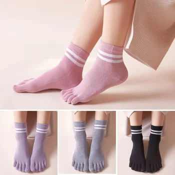 5 Ζευγάρια Άνοιξη Αστραγάλων Κάλτσες Toe Γυναίκα Κορίτσι Βαμβάκι Ριγέ Στερεά Αναπνεύσιμο Μαλακό Ελαστικό Αόρατο Κάλτσες 5 Κάλτσες Δάχτυλων Harajuku