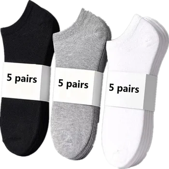 5 Ζευγάρια Χαμηλή Mensocks για τους άνδρες Περικοπή Άνδρες Κάλτσες Στερεό Χρώμα Μαύρο Λευκό Γκρι Αναπνεύσιμος Αθλητισμός Βαμβακιού Κάλτσες Αρσενικό Σύντομο Κάλτσες Γυναίκες