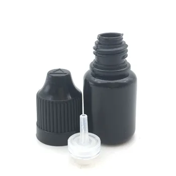 5 Σύνολα Άδειο Αποσπάσουν Μαύρο 5ml PE Πλαστικό Dropper Μπουκάλι Με την ακίνδυνη για τα παιδιά Καπ Υγρό Ε Βελόνα Φιαλίδιο