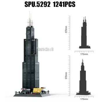 5228 1241pcs Κόσμο με Μεγάλη Αρχιτεκτονική Διάσημο Willis Tower στο Σικάγο Ηπα Ηπα Building Blocks Παιχνίδι