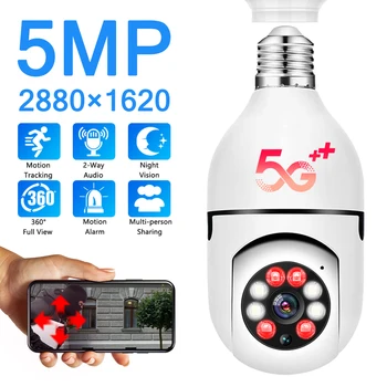 5MP E27 Βολβός IP Κάμερα WiFi Εσωτερική Κάμερα Παρακολούθησης Ασφάλειας προστασίας Πλήρες Χρώμα οργάνων Ελέγχου μωρών Νυχτερινής Όρασης Cam mini