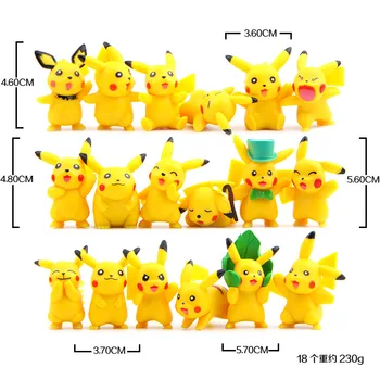 6/18pcs/set Ταινία Κινουμένων σχεδίων Pokemon Φιγούρα Μίνι Παιχνίδια Κούκλες Pikachu Φιγούρα Μοντέλο Διακόσμηση Κέικ Γενεθλίων παιδιών Δώρα