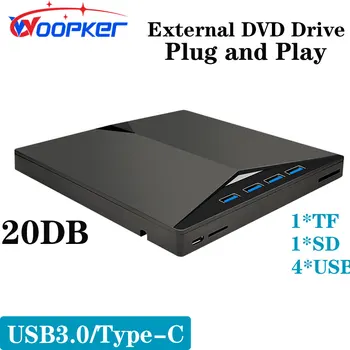 6-σε-1 Εξωτερικό DVD Player USB3.0/Type-C Φορητή συσκευή Εγγραφής CD DVD RW Υποστήριξη Win 7 8 10 11 Σύστημα τοποθέτησης και άμεσης λειτουργίας 20 dB