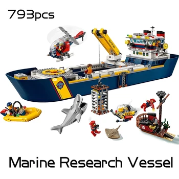 793pcs Ερευνητικό Σκάφος Αποστολή Πλοίο Ocean Βάση Υποβρύχιο Πόλη Τούβλα, Οικοδομικά Τετράγωνα τα Παιχνίδια Για τα Δώρα Παιδιών 60266 60096