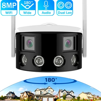 8MP 4K Διπλός Φακός ευρεία γωνία 180° Κάμερα Wifi IP ICSEE Ai Ανθρώπινη Ανίχνευση Υπαίθρια 4MP Ultra Κάμερα Παρακολούθησης Νυχτερινής Όρασης Χρώματος