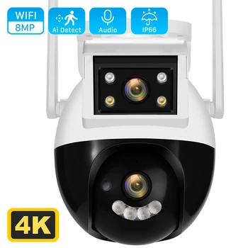 8MP 4K Διπλός Φακός Καμερών Wifi PTZ Ζουν Διπλή Οθόνη Ai Auto που ακολουθεί την Ανθρώπινη Ανίχνευση Υπαίθρια Κάμερα IP Κάμερα Παρακολούθησης